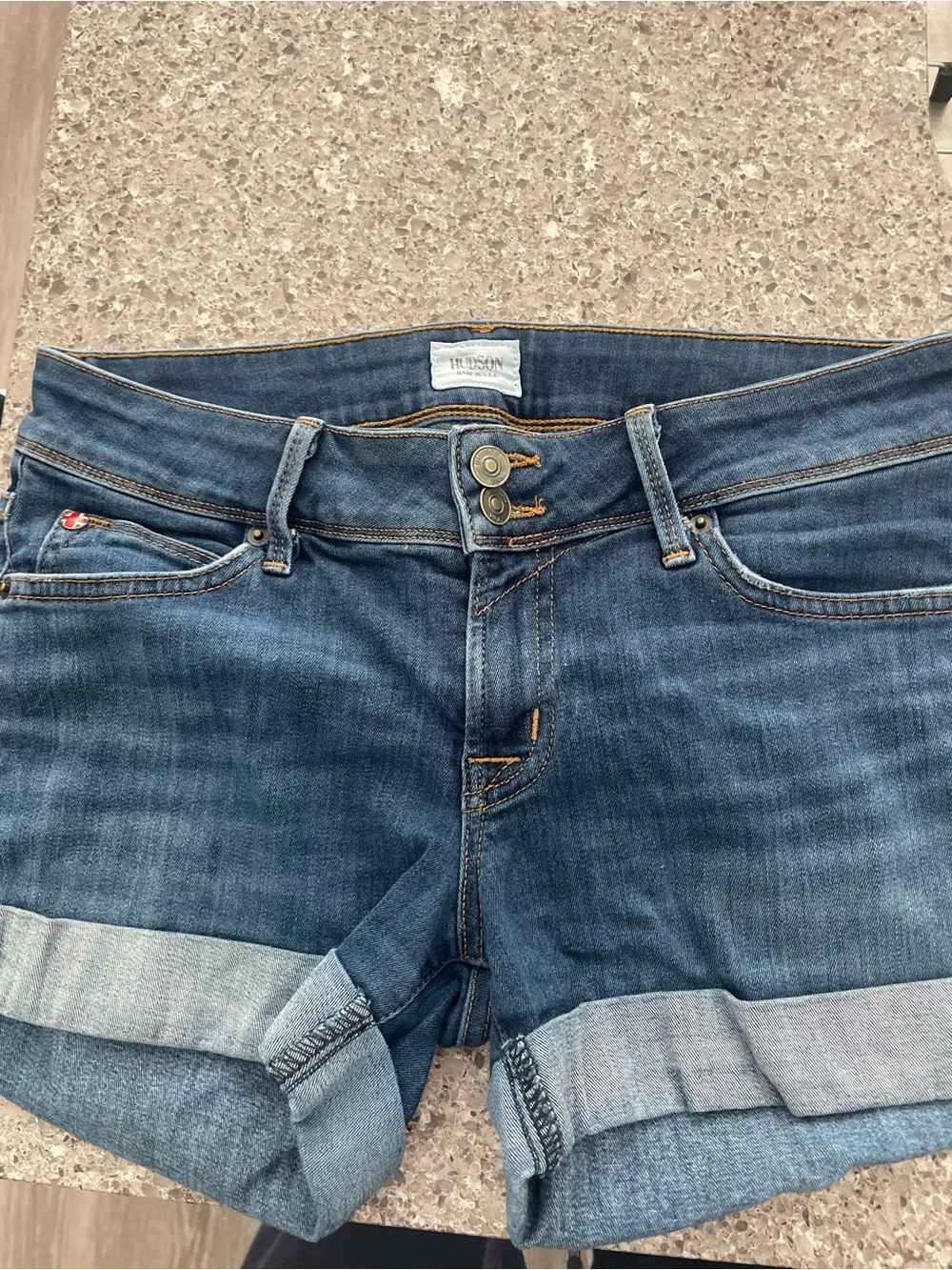 Hudson Jeans Dark Blue Roll-Cuff Boyfriend Shorts
